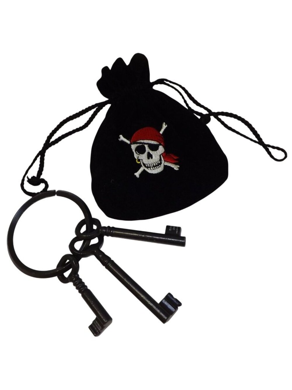 Vtg Disneyland Pirates Of The Caribbean Jail Keys Metal Prop With Coin Pouch